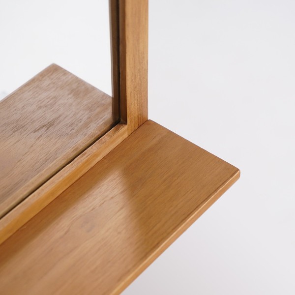 Miroir rectangulaire avec tablette en teck massif - Kama