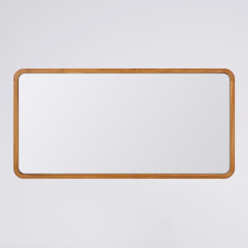 Grand miroir rectangulaire avec bords en teck - Kama