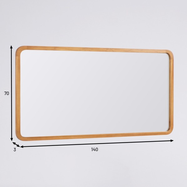 Grand miroir rectangulaire avec bords en teck - Kama