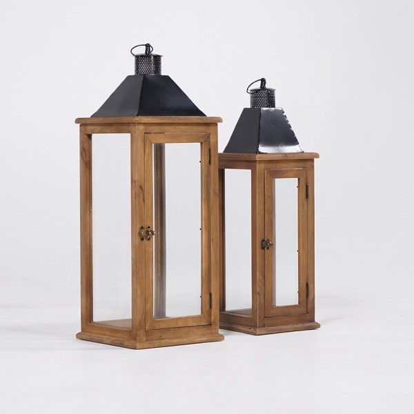 Lot de 2 lanternes en bois et métal - Hudson