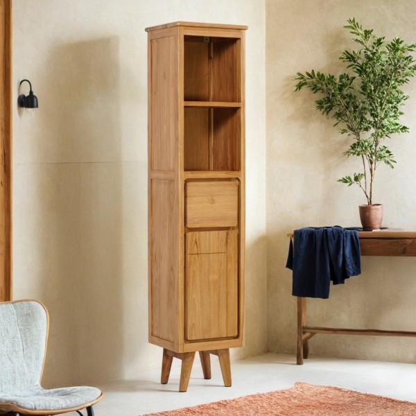 Colonne de salle de bain en bois naturel - Pragati