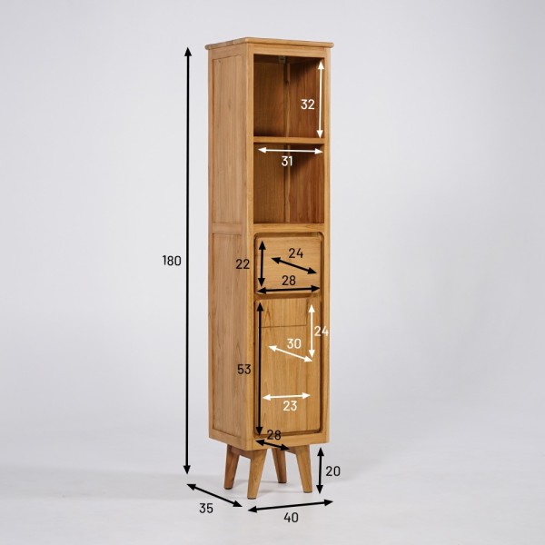 Colonne de salle de bain en bois naturel - Pragati