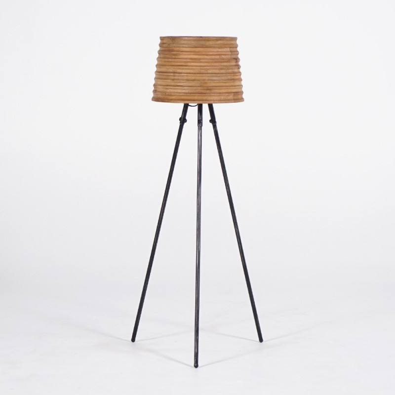 Lampe sur pied en bois naturel - Nomade