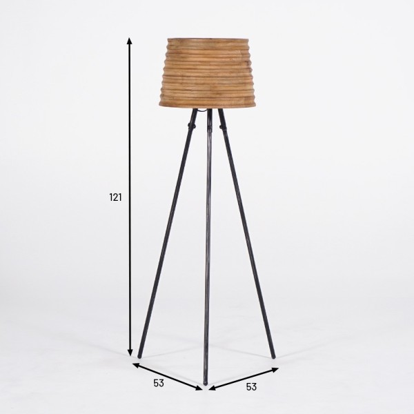 Lampe sur pied en bois naturel - Nomade