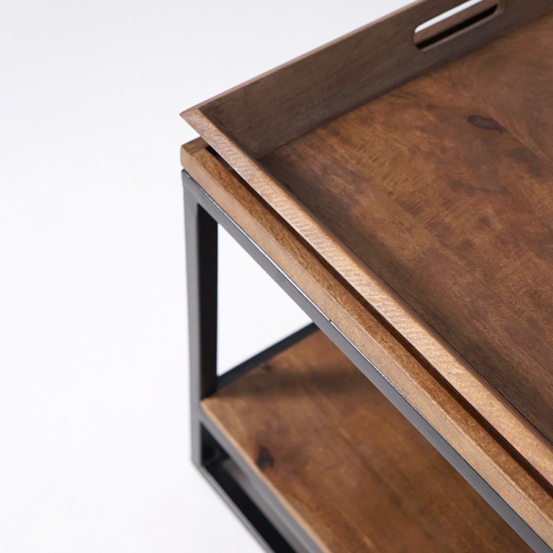 Table basse en bois naturel et pieds en métal - Modula