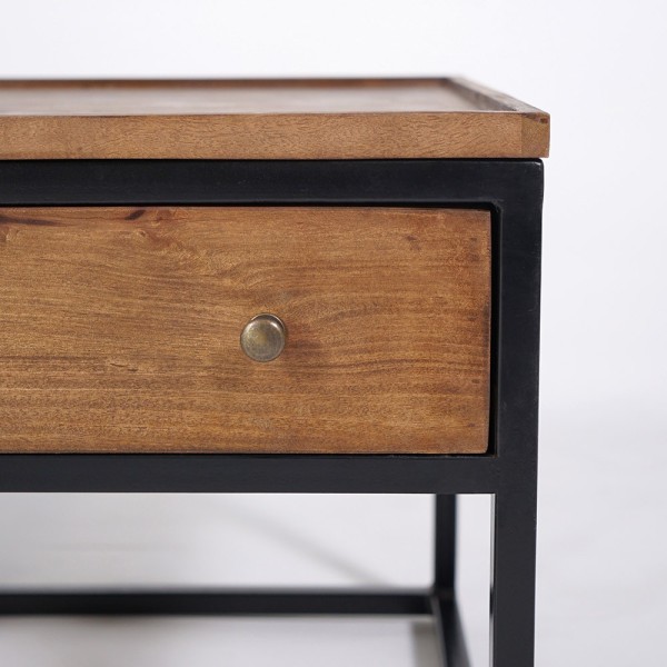 Table basse en bois naturel et pieds en métal - Modula