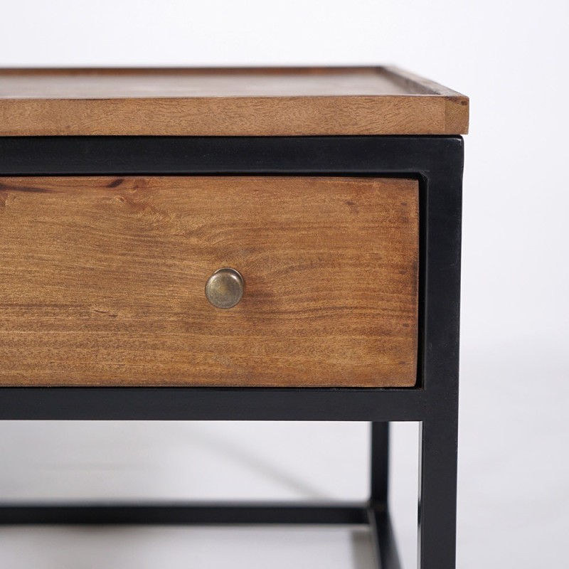 Table basse en bois naturel et pieds en métal - Modula