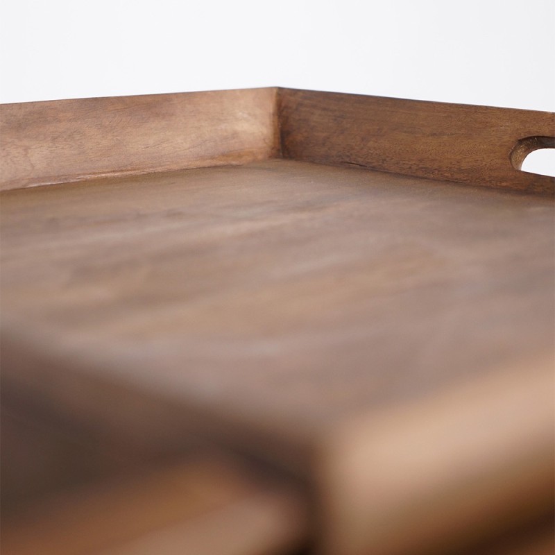 Table basse en bois naturel et pieds en métal - Modula