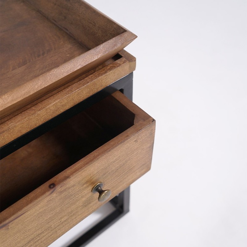 Table basse en bois naturel et pieds en métal - Modula