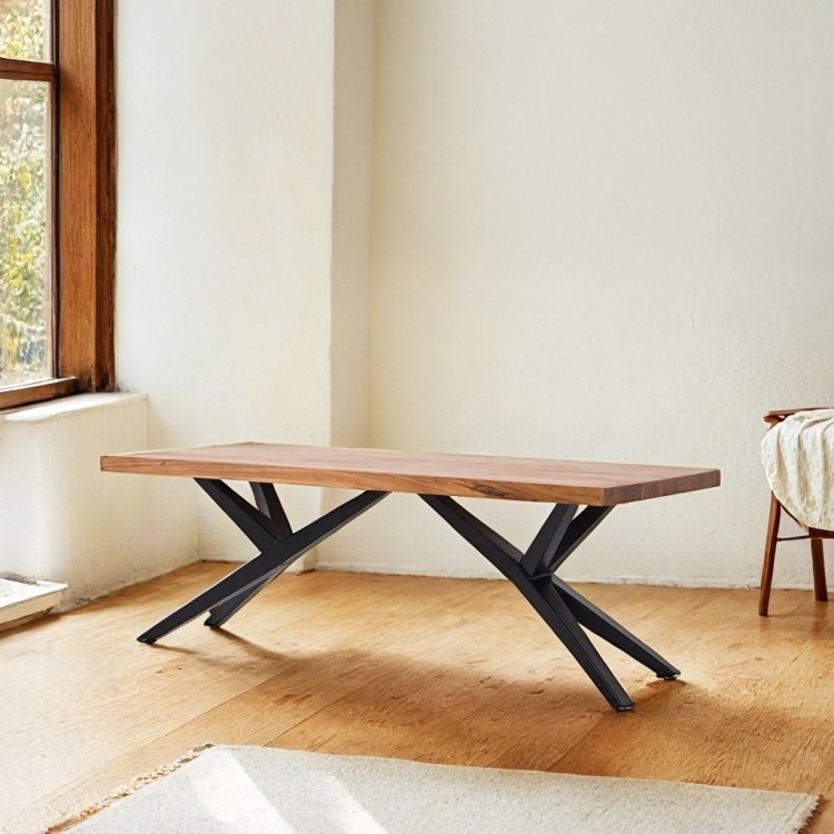 Table basse en bois naturel avec pieds métal - Helix