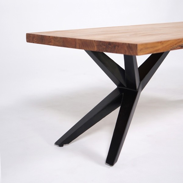 Table basse en bois naturel avec pieds métal - Helix