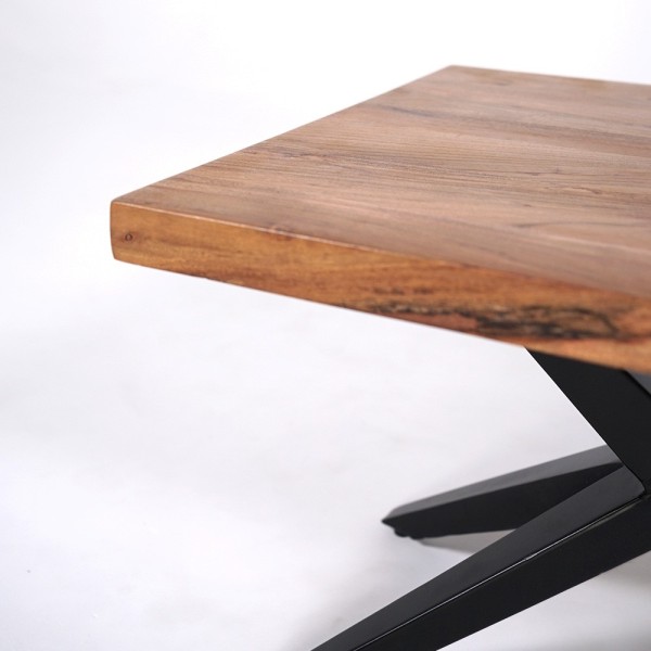 Table basse en bois naturel avec pieds métal - Helix