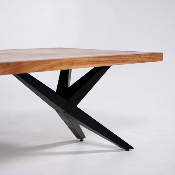 Table basse en bois naturel avec pieds métal - Helix