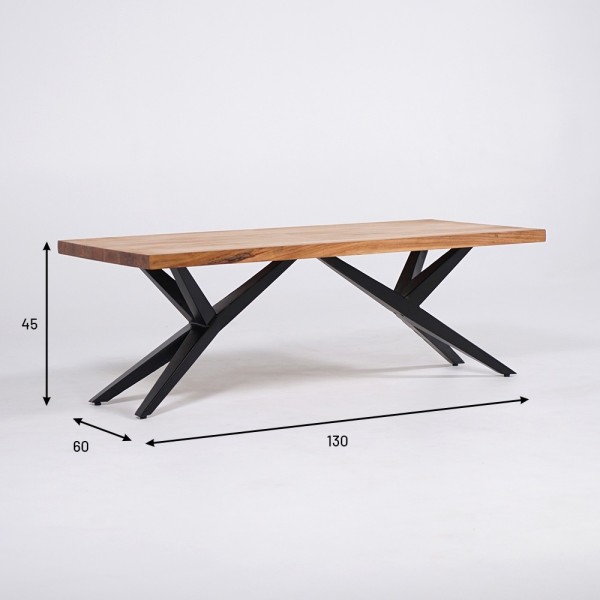 Table basse en bois naturel avec pieds métal - Helix