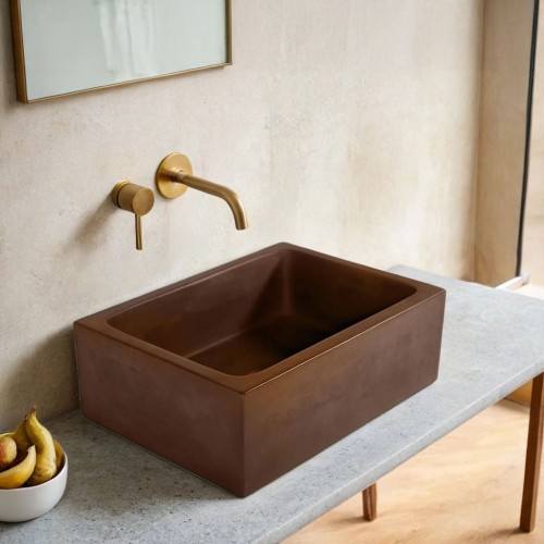 Vasque en béton rectangulaire - Brun vintage - Slate Wave