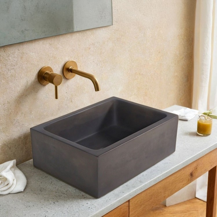 Vasque en béton rectangulaire - Anthracite profond - Slate Wave