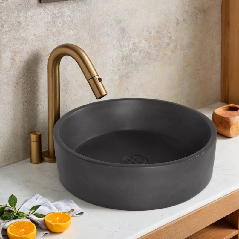 Vasque ronde en béton - Anthracite profond - Mineral