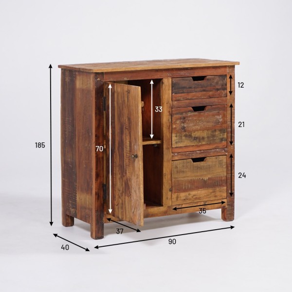 Buffet 90 cm en bois recyclé - Terra Nova