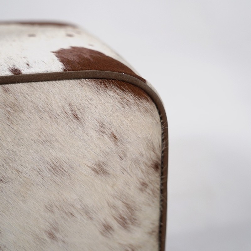 Petit banc cheval d'arçon en peau de peau vache - Ranch