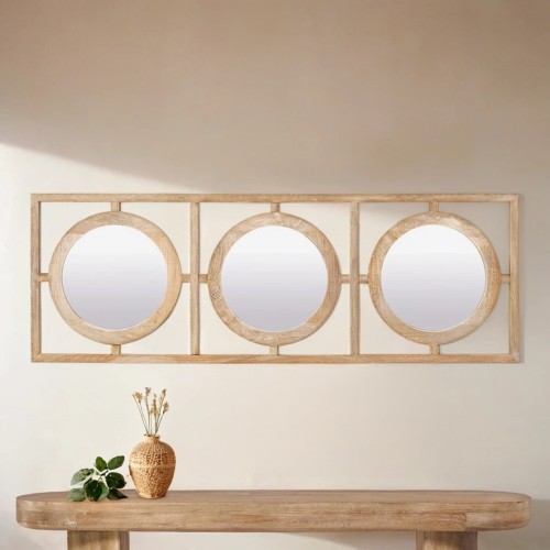 Ensemble rectangulaire 145 x 50 cm de miroirs ronds avec cadre en bois - Ellipse
