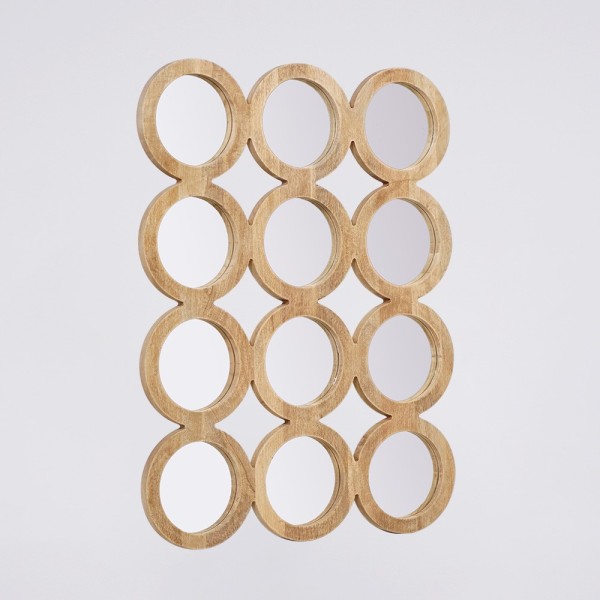 Ensemble rectangulaire 100 x 85 cm de miroirs ronds avec cadre en bois - Ellipse