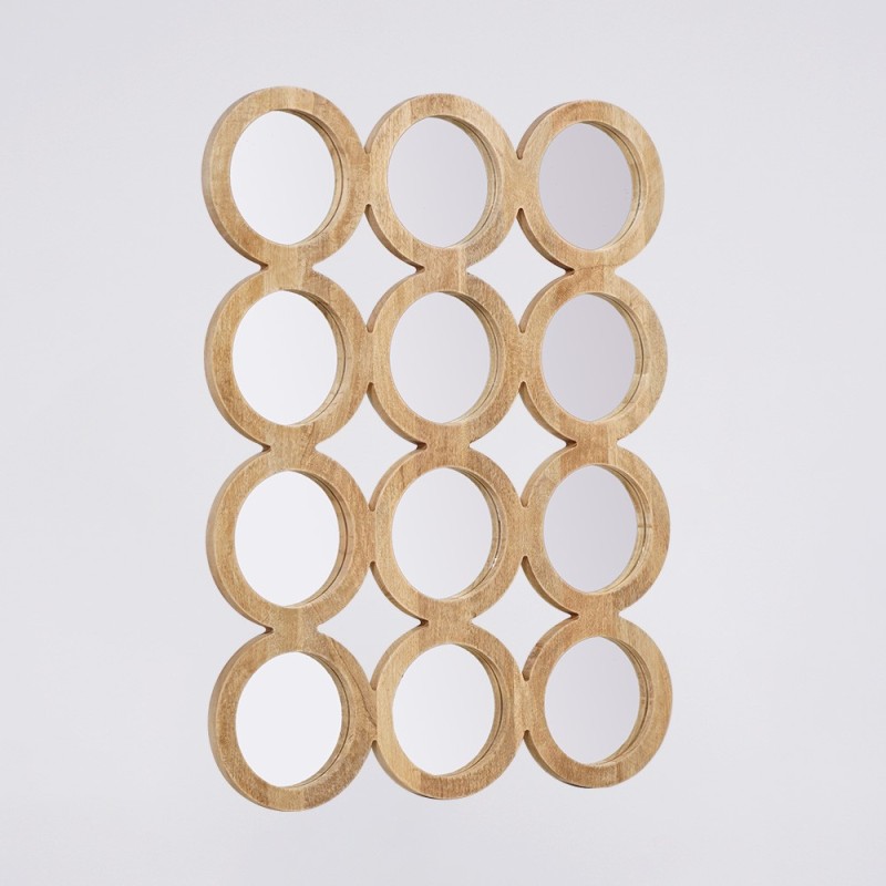 Ensemble rectangulaire 100 x 85 cm de miroirs ronds avec cadre en bois - Ellipse