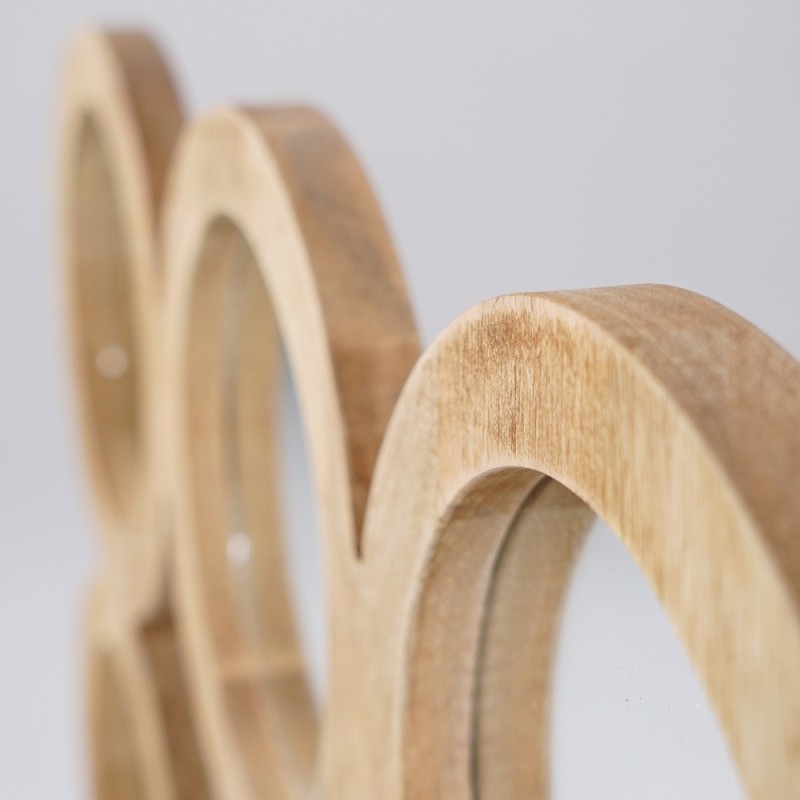 Ensemble rectangulaire 100 x 85 cm de miroirs ronds avec cadre en bois - Ellipse