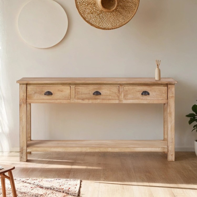 Console en bois naturel 3 tiroirs - Timber