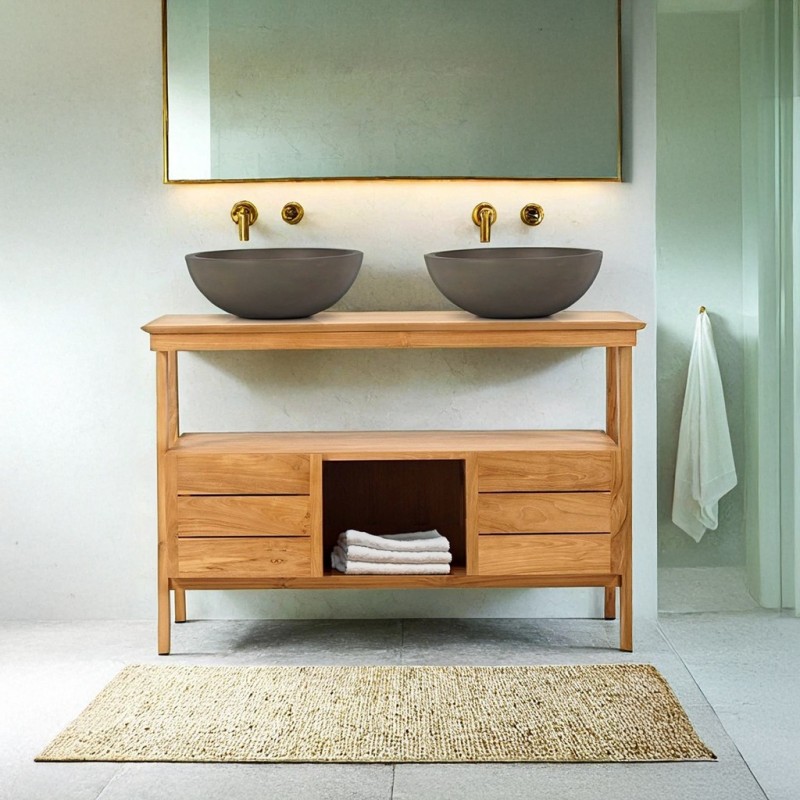 Meuble sous vasque en teck massif 120 cm - Nandini