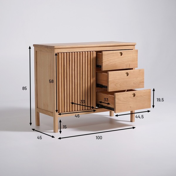 Buffet en bois naturel 100 cm - Rohini