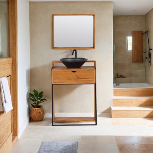 Meuble de salle de bain en teck massif - Arya