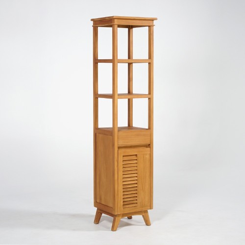 Colonne de rangement de salle de bain en bois de teck massif - Mira