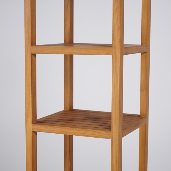 Colonne de rangement de salle de bain en bois de teck massif - Mira