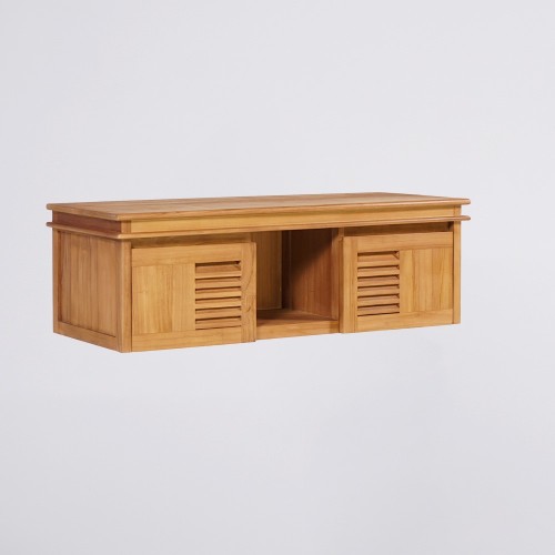 Meuble de salle de bain 120 cm double vasque en teck massif - Mira
