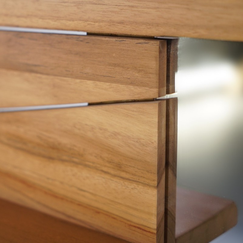 Miroir double sur support en teck avec tablettes - Sahar