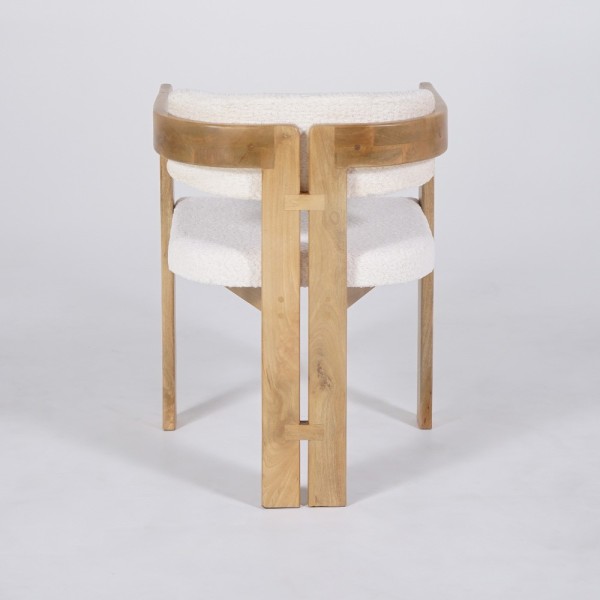 Chaise en bois et tissu bouclette blanc - Eira