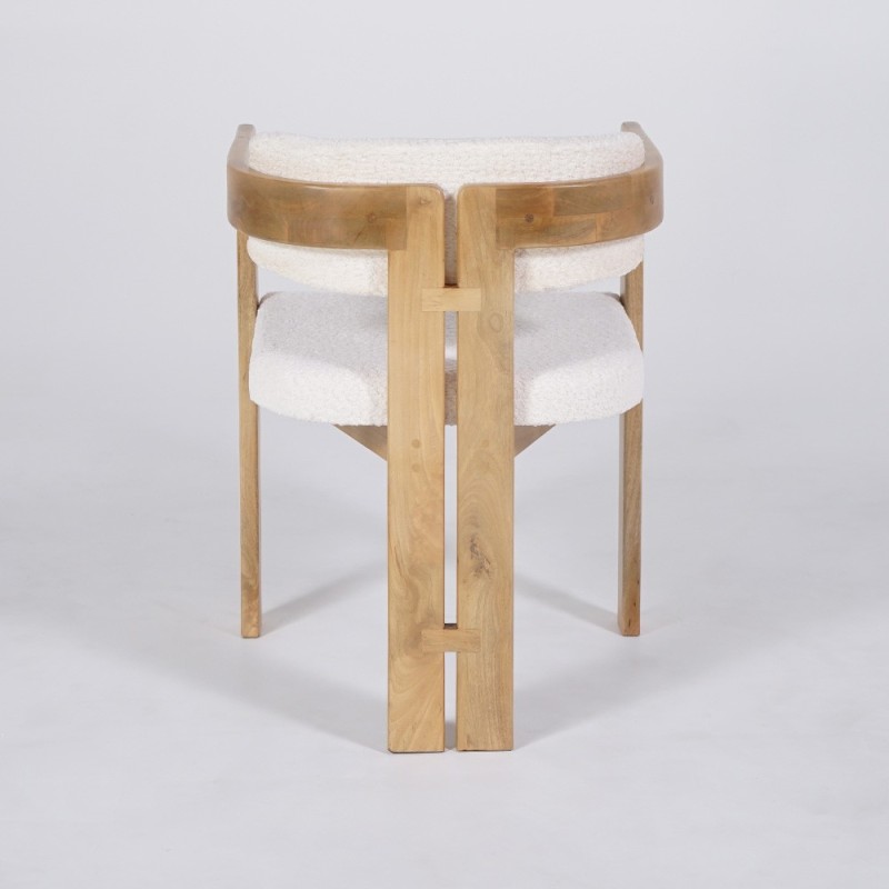 Chaise en bois et tissu bouclette blanc - Eira