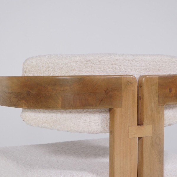 Chaise en bois et tissu bouclette blanc - Eira