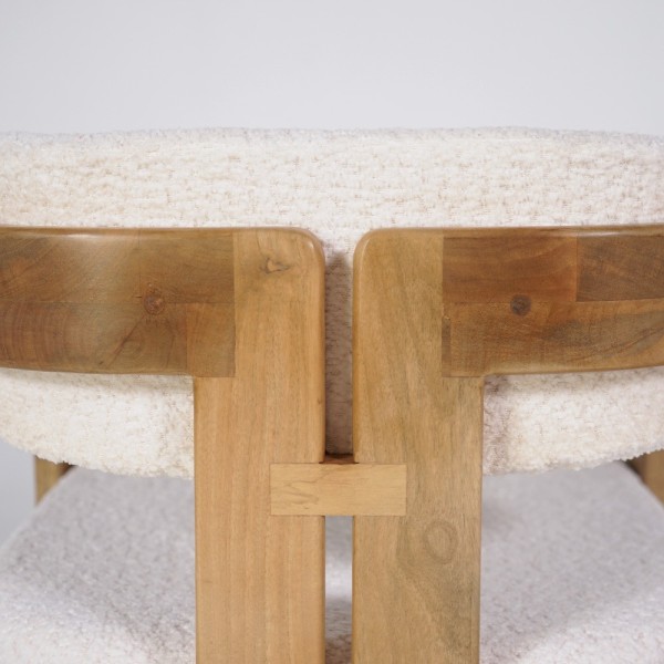 Chaise en bois et tissu bouclette blanc - Eira