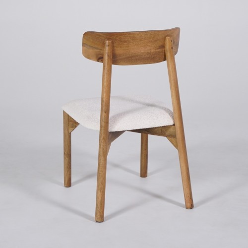 Chaise en bois et tissu bouclette blanc - Alba