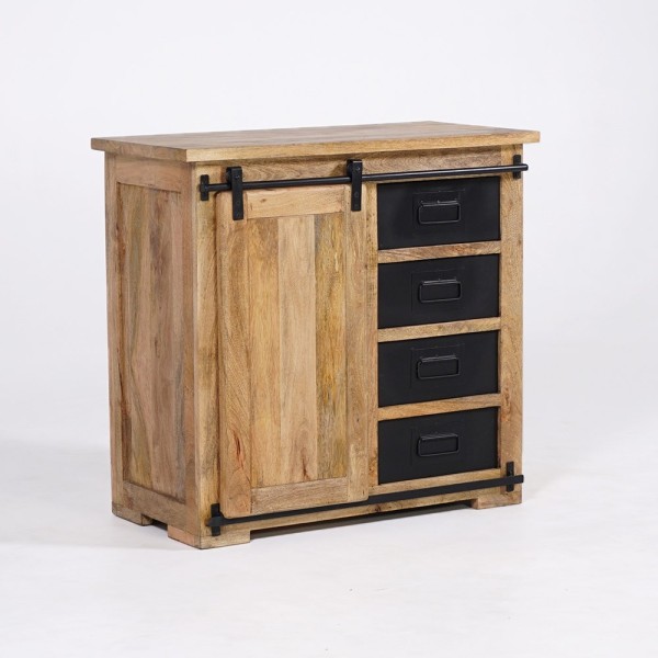 Petit buffet industriel bois et métal 90cm - Paris