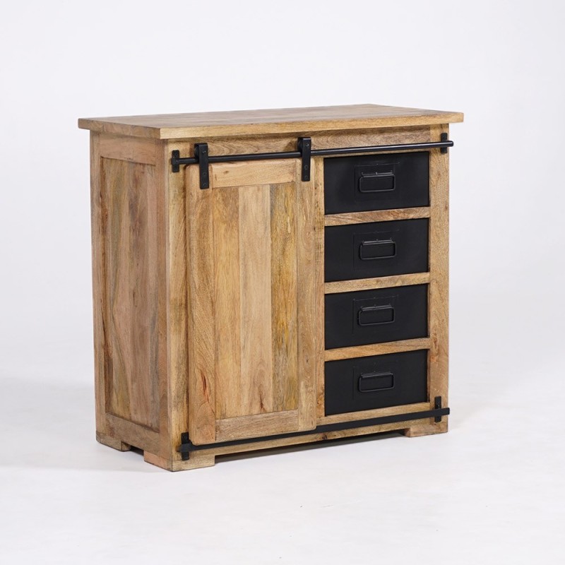 Petit buffet industriel bois et métal 90cm - Paris