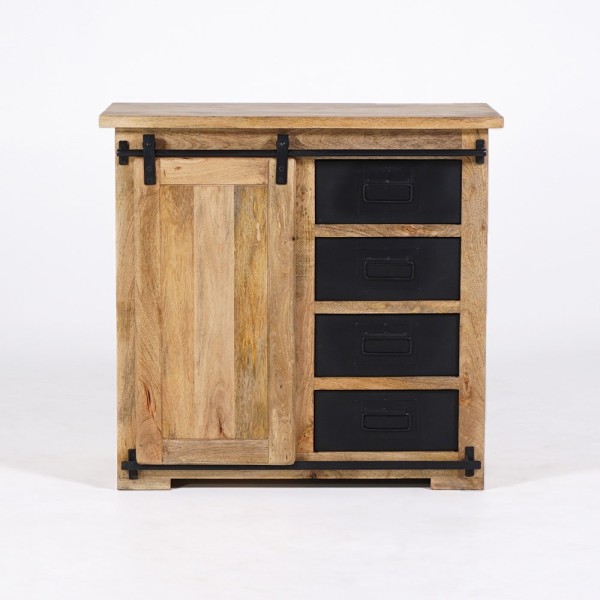 Petit buffet industriel bois et métal 90cm - Paris