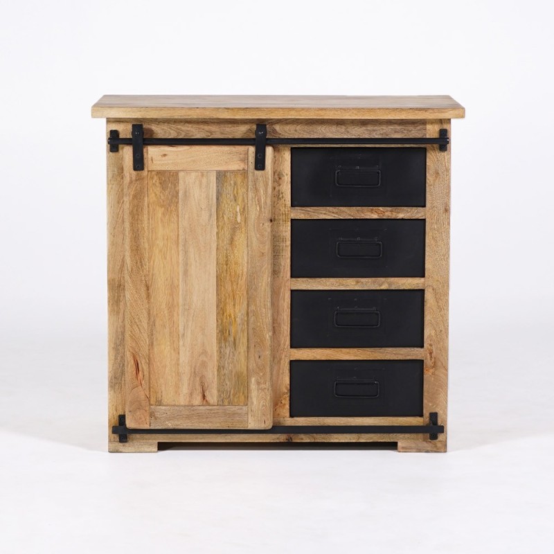 Petit buffet industriel bois et métal 90cm - Paris