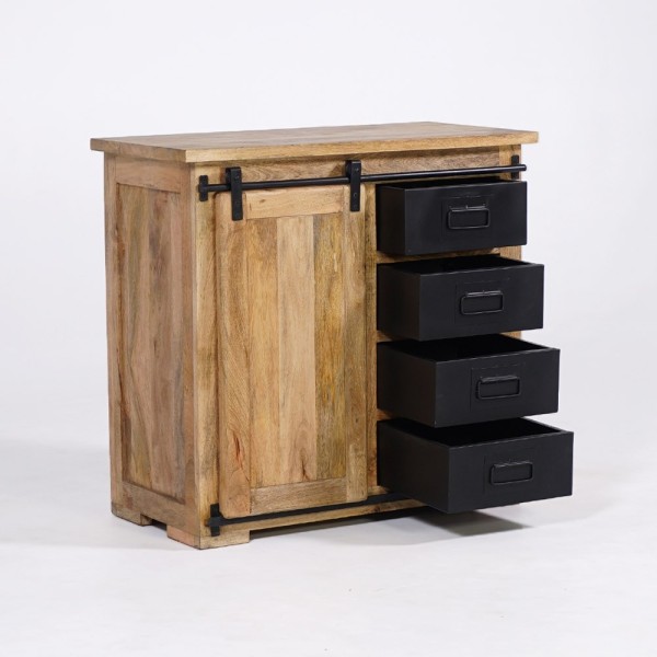 Petit buffet industriel bois et métal 90cm - Paris