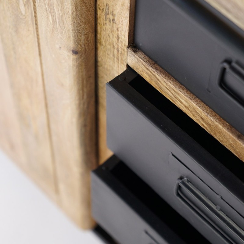 Petit buffet industriel bois et métal 90cm - Paris
