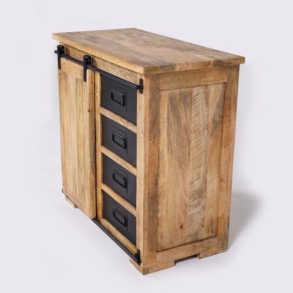 Petit buffet industriel bois et métal 90cm - Paris
