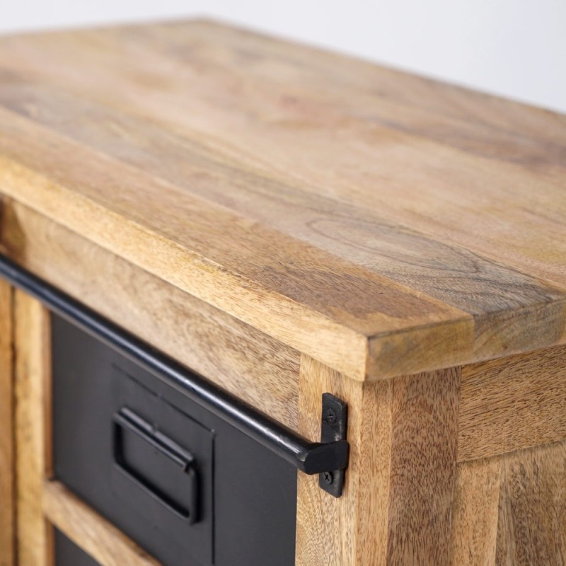 Petit buffet industriel bois et métal 90cm - Paris