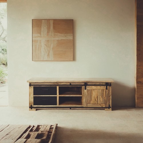 Meuble TV industriel bois et métal 140 cm - Paris