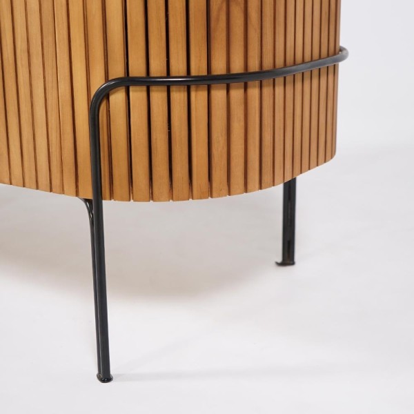 Meuble de salle de bain en teck massif avec vasque en terrazzo noir - Rani